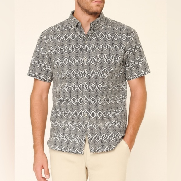 Coastal Other - 5/$25 Men's Casual Geometric Button-Down Shirt - Black and White